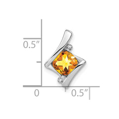 14k White Gold Citrine and Diamond Pendant - 6