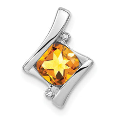 14k White Gold Citrine and Diamond Pendant - 6