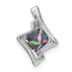 14k White Gold Mystic Fire Topaz and Diamond Pendant