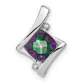 14k White Gold Mystic Fire Topaz and Diamond Pendant