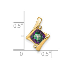 14k Mystic Fire Topaz and Diamond Pendant