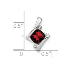 14k White Gold Garnet and Diamond Pendant - 2