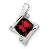14k White Gold Garnet and Diamond Pendant - 2