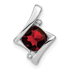 14k White Gold Garnet and Diamond Pendant - 2