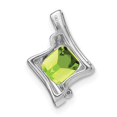 14k White Gold Peridot and Diamond Pendant - 3