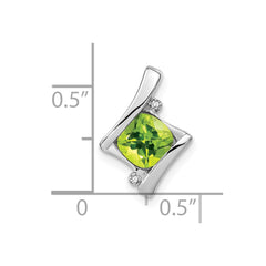 14k White Gold Peridot and Diamond Pendant - 3