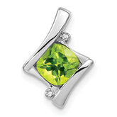 14k White Gold Peridot and Diamond Pendant - 3