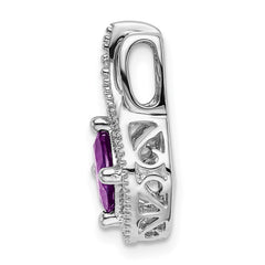 14k White Gold Amethyst and Diamond Pendant - 12