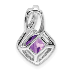 14k White Gold Amethyst and Diamond Pendant - 12