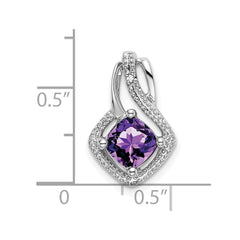 14k White Gold Amethyst and Diamond Pendant - 12