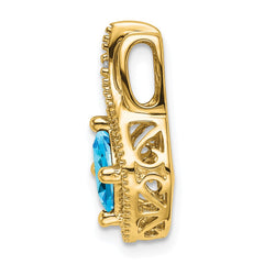 14k Blue Topaz and Diamond Pendant