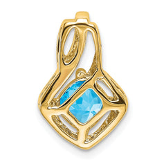 14k Blue Topaz and Diamond Pendant