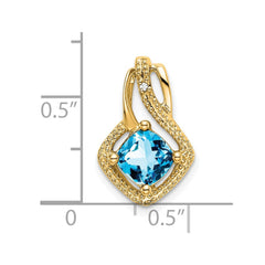 14k Blue Topaz and Diamond Pendant