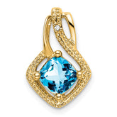 14k Blue Topaz and Diamond Pendant