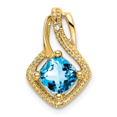 14k Blue Topaz and Diamond Pendant