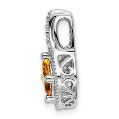 14k White Gold Citrine and Diamond Pendant