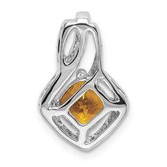 14k White Gold Citrine and Diamond Pendant