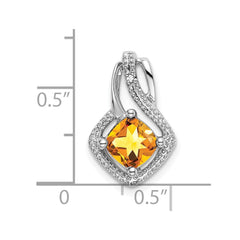 14k White Gold Citrine and Diamond Pendant