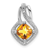 14k White Gold Citrine and Diamond Pendant