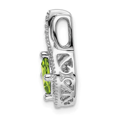 14k White Gold Peridot and Diamond Pendant - 5