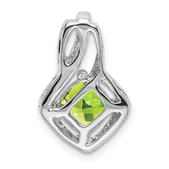 14k White Gold Peridot and Diamond Pendant - 5