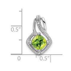 14k White Gold Peridot and Diamond Pendant - 5