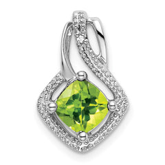 14k White Gold Peridot and Diamond Pendant - 5