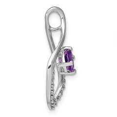 14k White Gold Amethyst and Diamond Pendant - 2