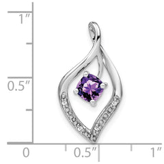 14k White Gold Amethyst and Diamond Pendant - 2