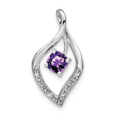 14k White Gold Amethyst and Diamond Pendant - 2
