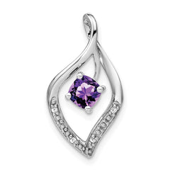14k White Gold Amethyst and Diamond Pendant - 2