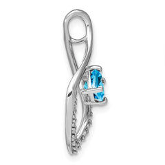 14k White Gold Blue Topaz and Diamond Pendant - 3