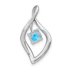 14k White Gold Blue Topaz and Diamond Pendant - 3