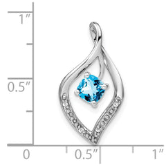 14k White Gold Blue Topaz and Diamond Pendant - 3