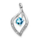 14k White Gold Blue Topaz and Diamond Pendant - 3