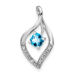 14k White Gold Blue Topaz and Diamond Pendant - 3