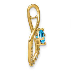 14k Blue Topaz and Diamond Pendant - 8