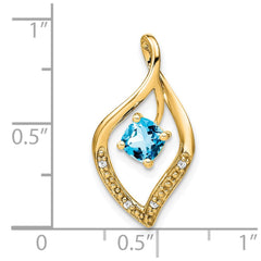14k Blue Topaz and Diamond Pendant - 8