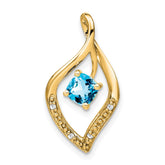 14k Blue Topaz and Diamond Pendant - 8