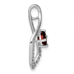 14k White Gold Garnet and Diamond Pendant - 3