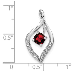 14k White Gold Garnet and Diamond Pendant - 3