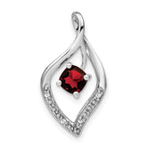 14k White Gold Garnet and Diamond Pendant - 3