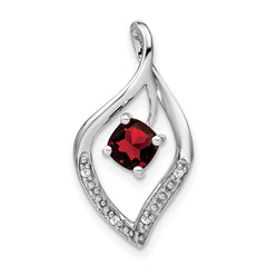 14k White Gold Garnet and Diamond Pendant - 3