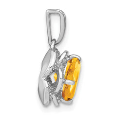 14k White Gold Cushion Citrine and Diamond Pendant - 6