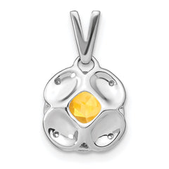 14k White Gold Cushion Citrine and Diamond Pendant - 6