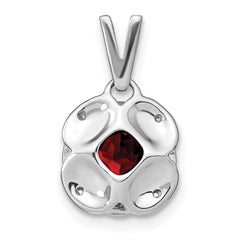 14k White Gold Cushion Garnet and Diamond Pendant - 4