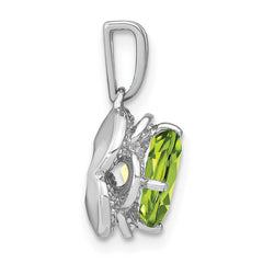 14k White Gold Cushion Peridot and Diamond Pendant - 2