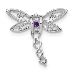 14k White Gold Amethyst and Diamond Dragonfly Chain Slide