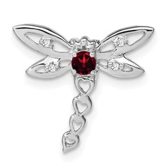 14k White Gold Garnet and Diamond Dragonfly Chain Slide