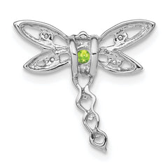 14k White Gold Peridot and Diamond Dragonfly Chain Slide